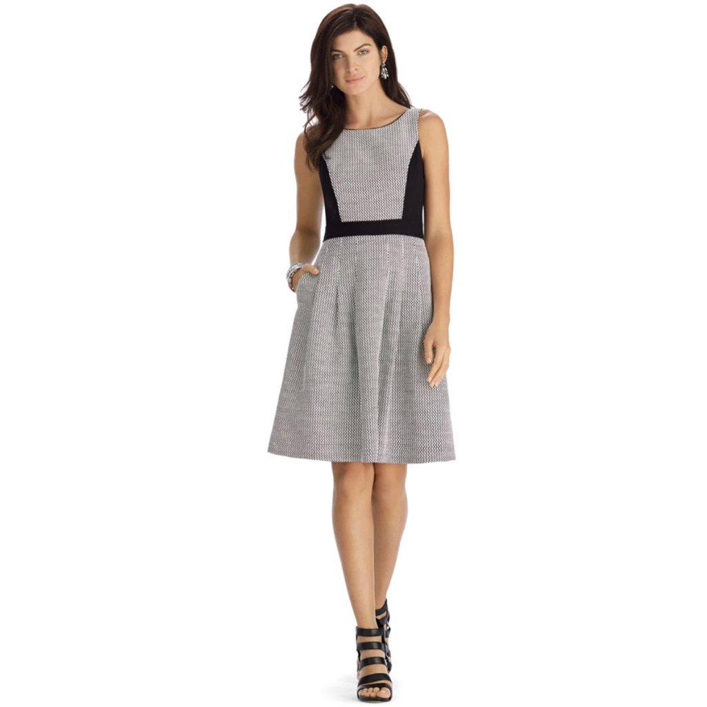 Whbm Sleeveless Black And White Pieced Fit And Flare Dress. Size 14.